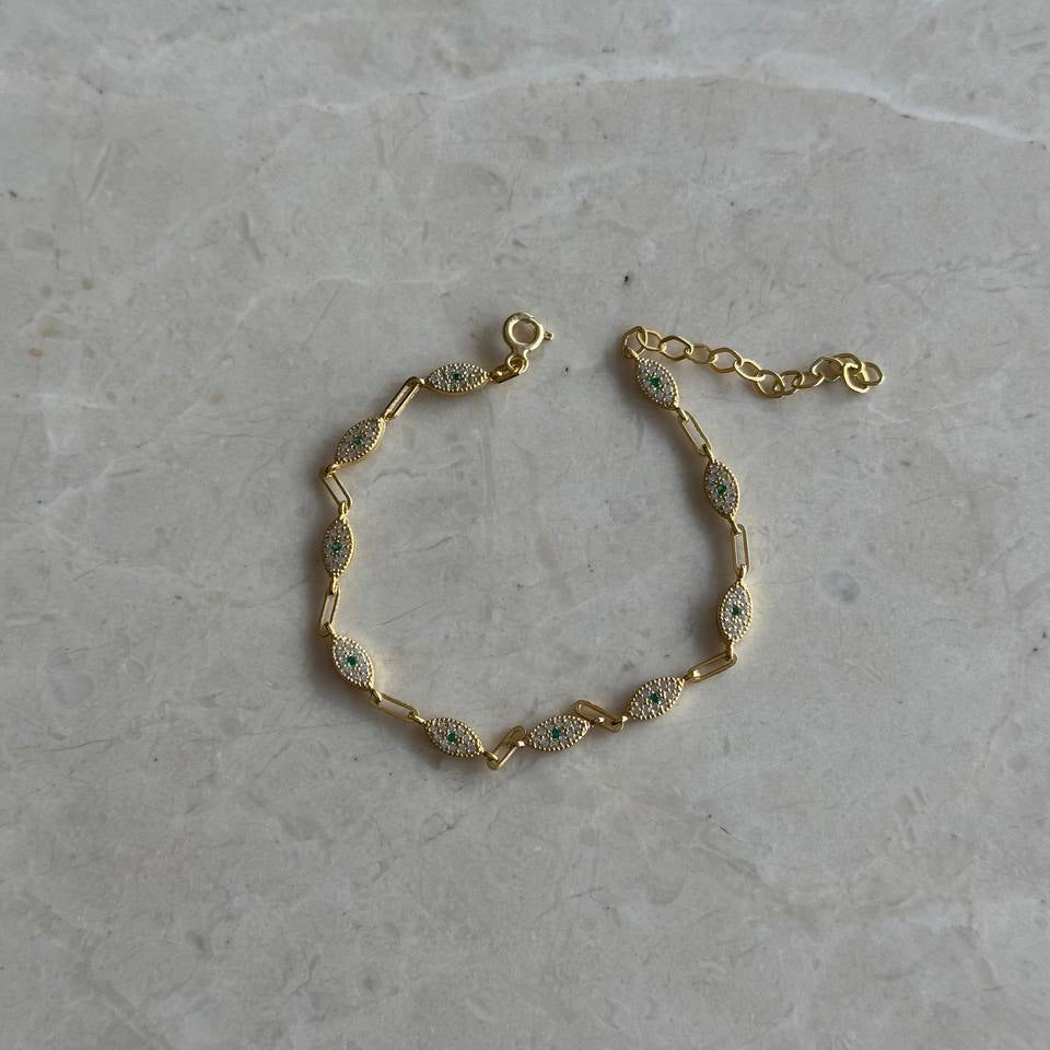 YEŞİL ZİRKON TAŞLI BİLEKLİK | 925 GÜMÜŞ