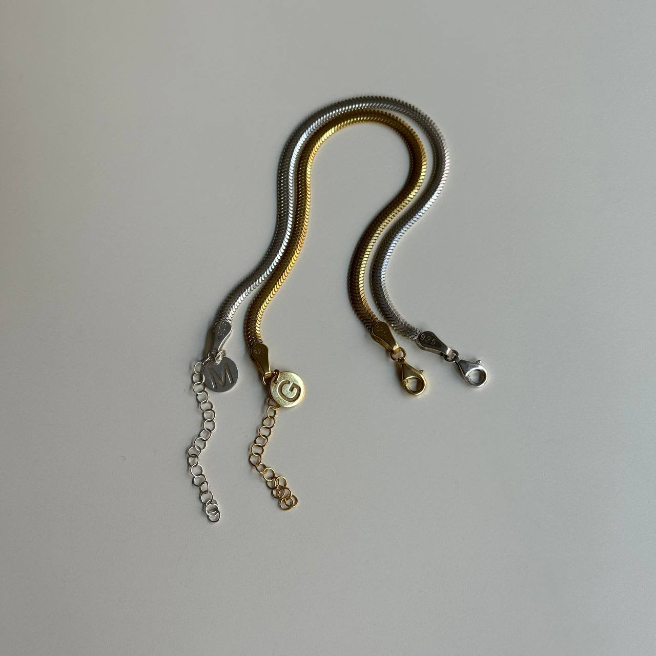 HACİMLİ SNAKE HARFLİ ÇİFT BİLEKLİĞİ | 925 GÜMÜŞ