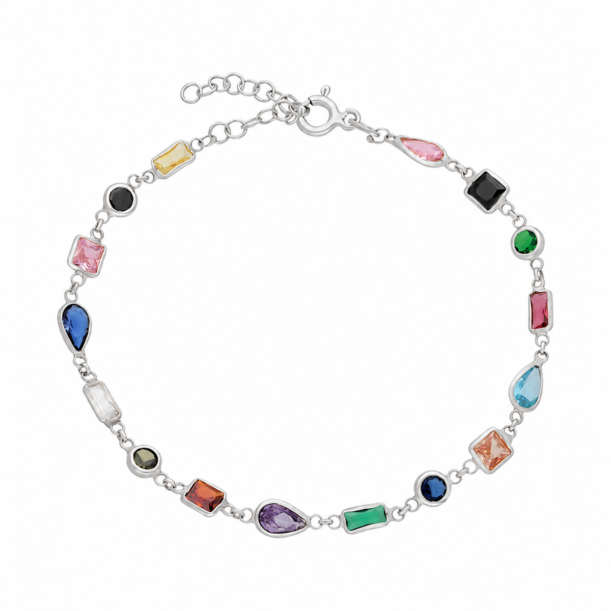 Asimetrik Mix Taşlı Bileklik | 925 Ayar Gümüş – Jeweliay Jewelry – 8 – Silver beyaz fon #RENK_silver