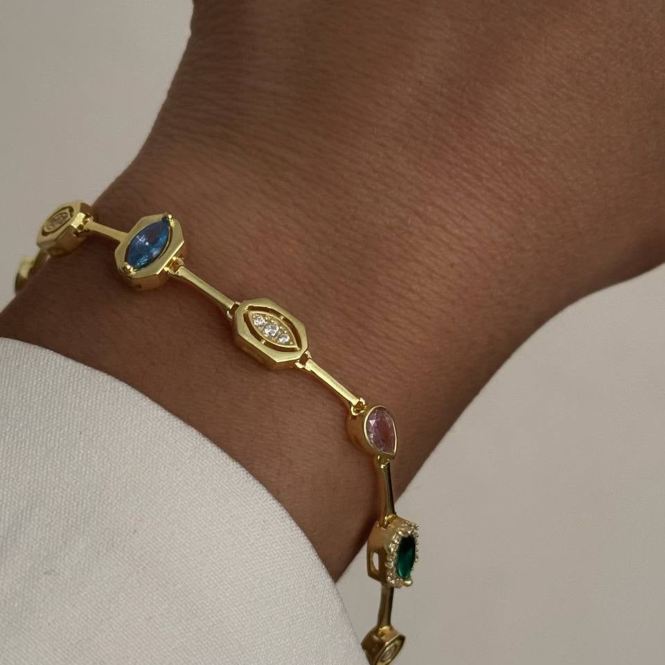 Asimetrik Mix Taşlı Bileklik | 925 Ayar Gümüş – Jeweliay Jewelry – 11