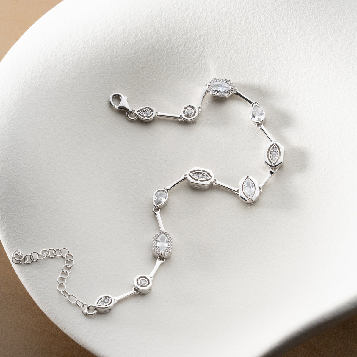 Asimetrik Mix Taşlı Bileklik | 925 Ayar Gümüş – Jeweliay Jewelry – 20