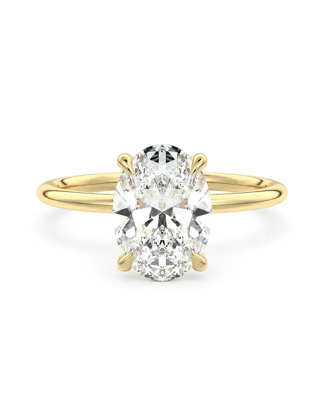 Aureva 4,5 ct Oval Tektaş Yüzük | 925 Ayar Gümüş - Jeweliay - Beyaz fon ürün çekimi