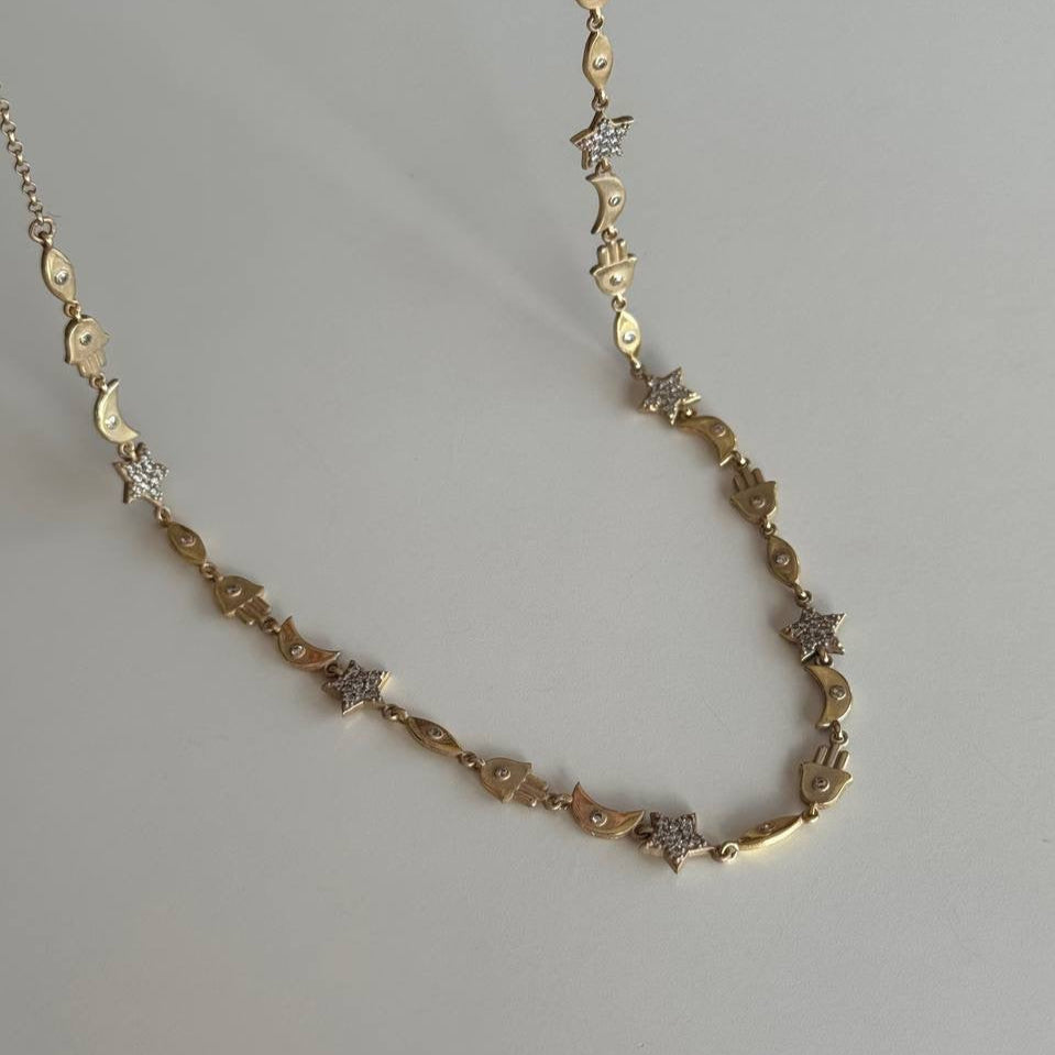 Ay Yıldız ve Fatma Ana Eli Charmlı Şans Kolye | 925 Ayar Gümüş – Jeweliay Jewelry – 11