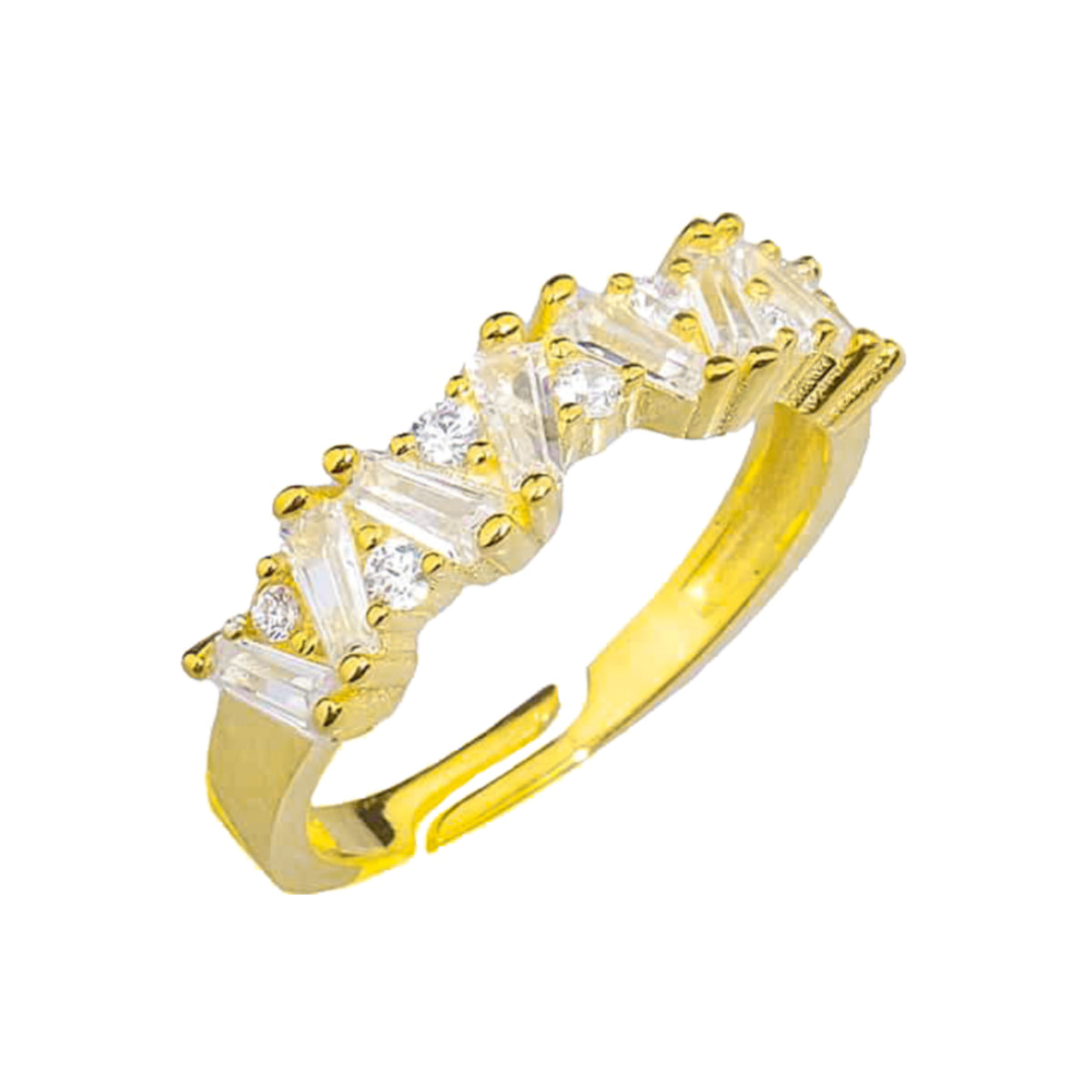 Ayarlanabilir Baget Taşlı Shift Yüzük | 925 Ayar Gümüş – Jeweliay Jewelry – 2 – Gold beyaz fon #RENK_gold