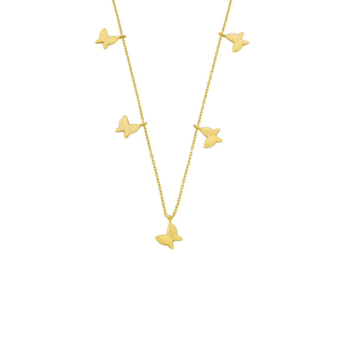 Beşli Kelebek Şans Kolye | 925 Ayar Gümüş – Jeweliay Jewelry – 1 – Gold beyaz fon #RENK_gold