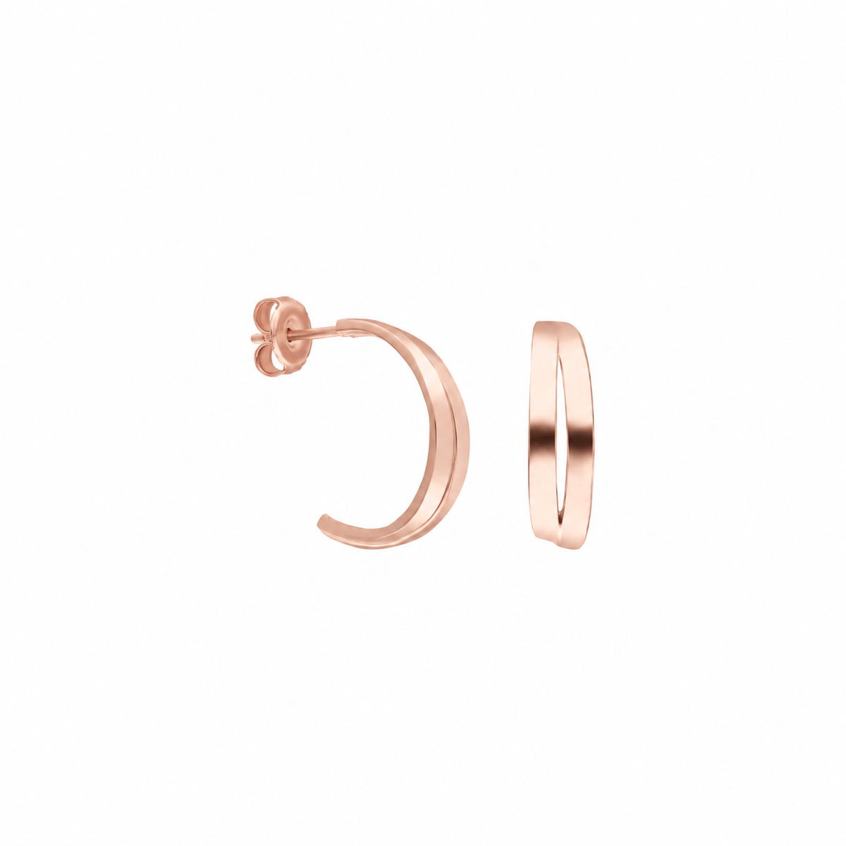 Çivili Yarım Halka Model Küpe | 925 Ayar Gümüş – Jeweliay Jewelry – 3 – Rose beyaz fon #RENK_rose