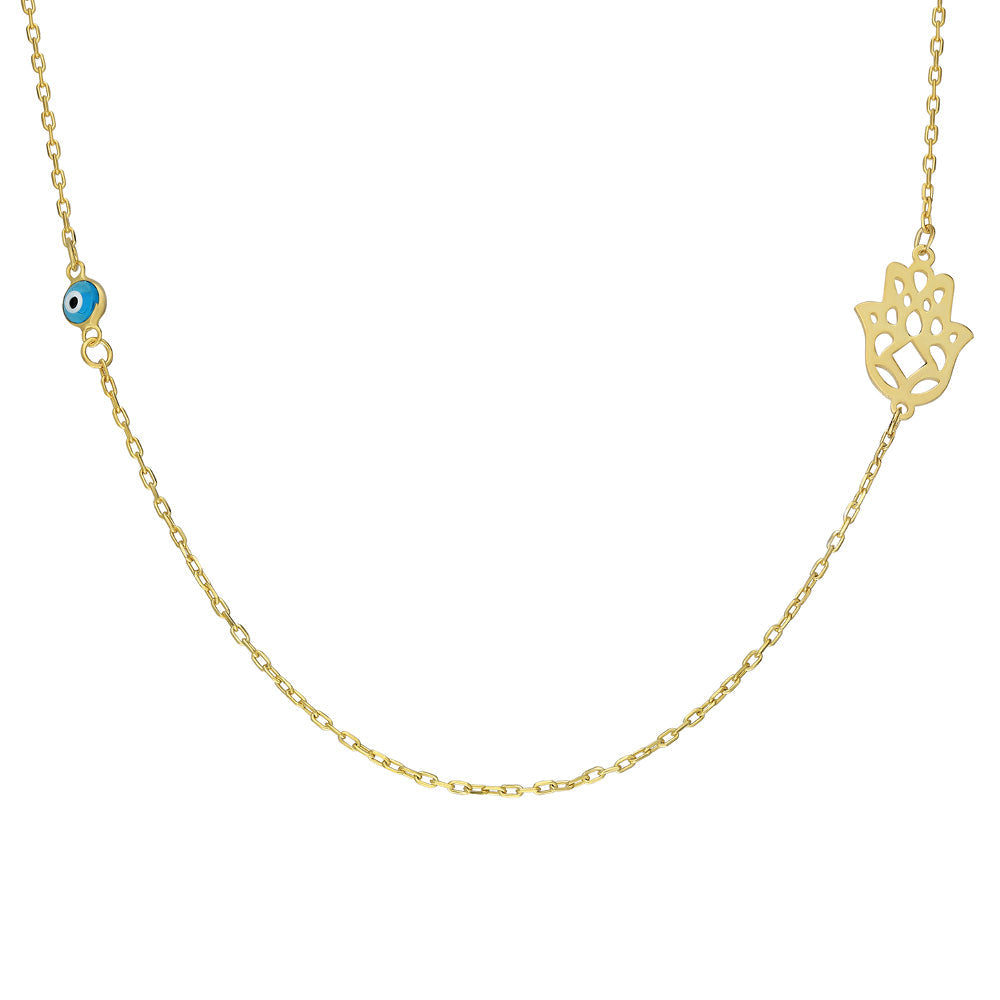 Desenli Fatma Ana Eli Göz Nazar Kolye | 925 Ayar Gümüş – Jeweliay Jewelry – 1 – Gold beyaz fon #RENK_gold