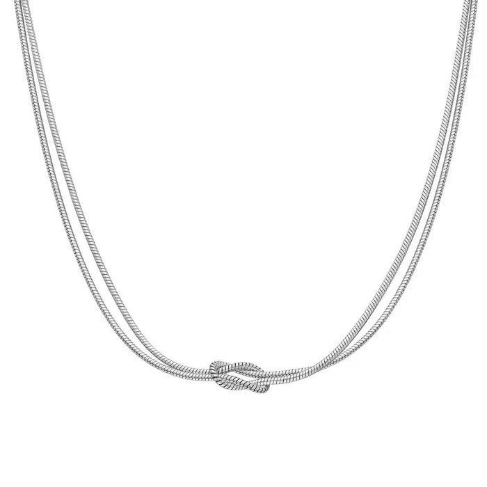 Düğüm Detaylı Zincir Kolye | 925 Ayar Gümüş — Silver — beyaz fon #RENK_silver