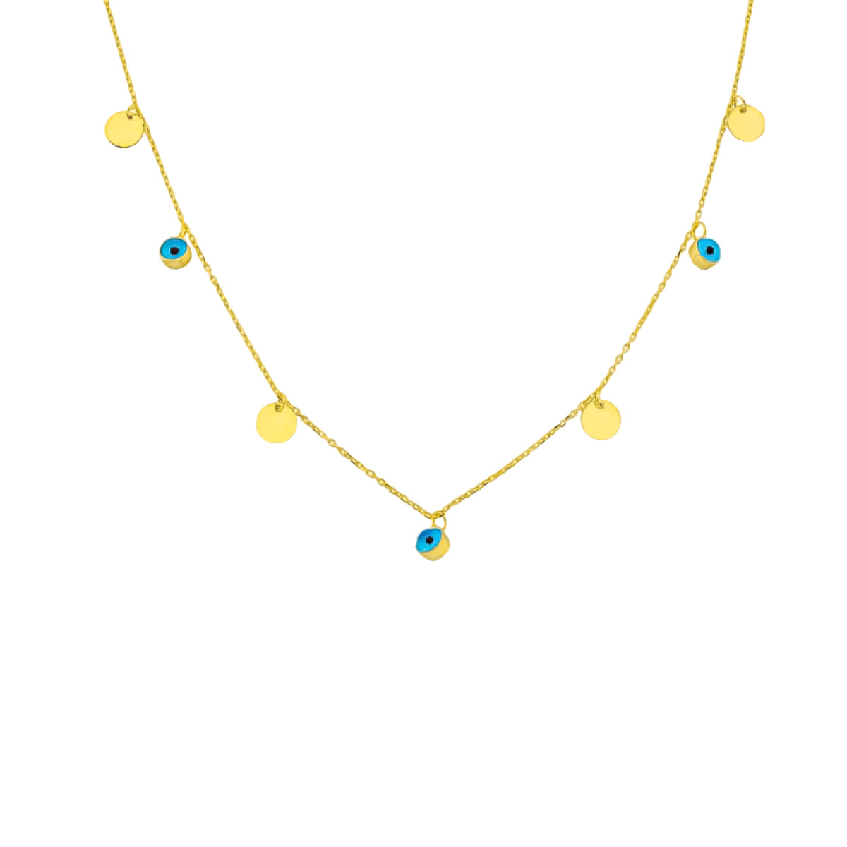 Göz Nazar Pul Sallantılı Kolye | 925 Ayar Gümüş – Jeweliay Jewelry – 1 – Gold beyaz fon #RENK_gold