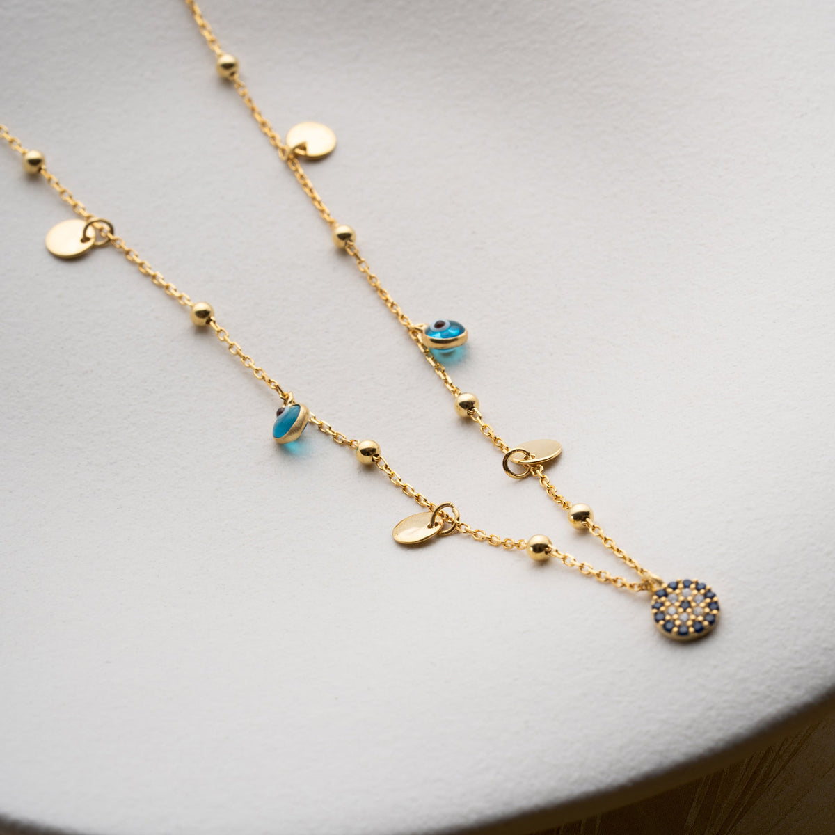 Göz Nazar Pul Sallantılı Top Zincir Kolye | 925 Ayar Gümüş – Jeweliay Jewelry – 5