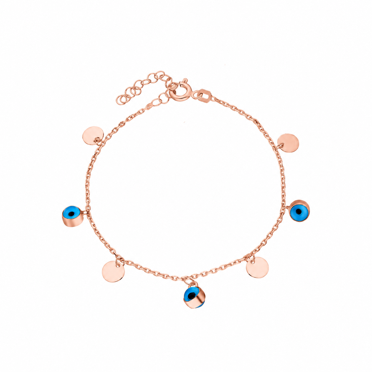 Göz Nazar Pullu Zincir Bileklik | 925 Ayar Gümüş – Jeweliay Jewelry – 3 – Rose beyaz fon #RENK_rose