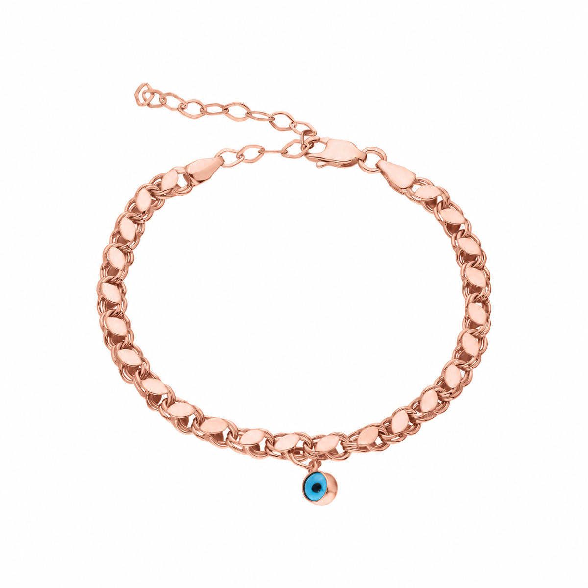 Göz Nazar Sallantılı Pullu Zincir Bileklik | 925 Ayar Gümüş – Jeweliay Jewelry – 3 – Rose beyaz fon #RENK_rose