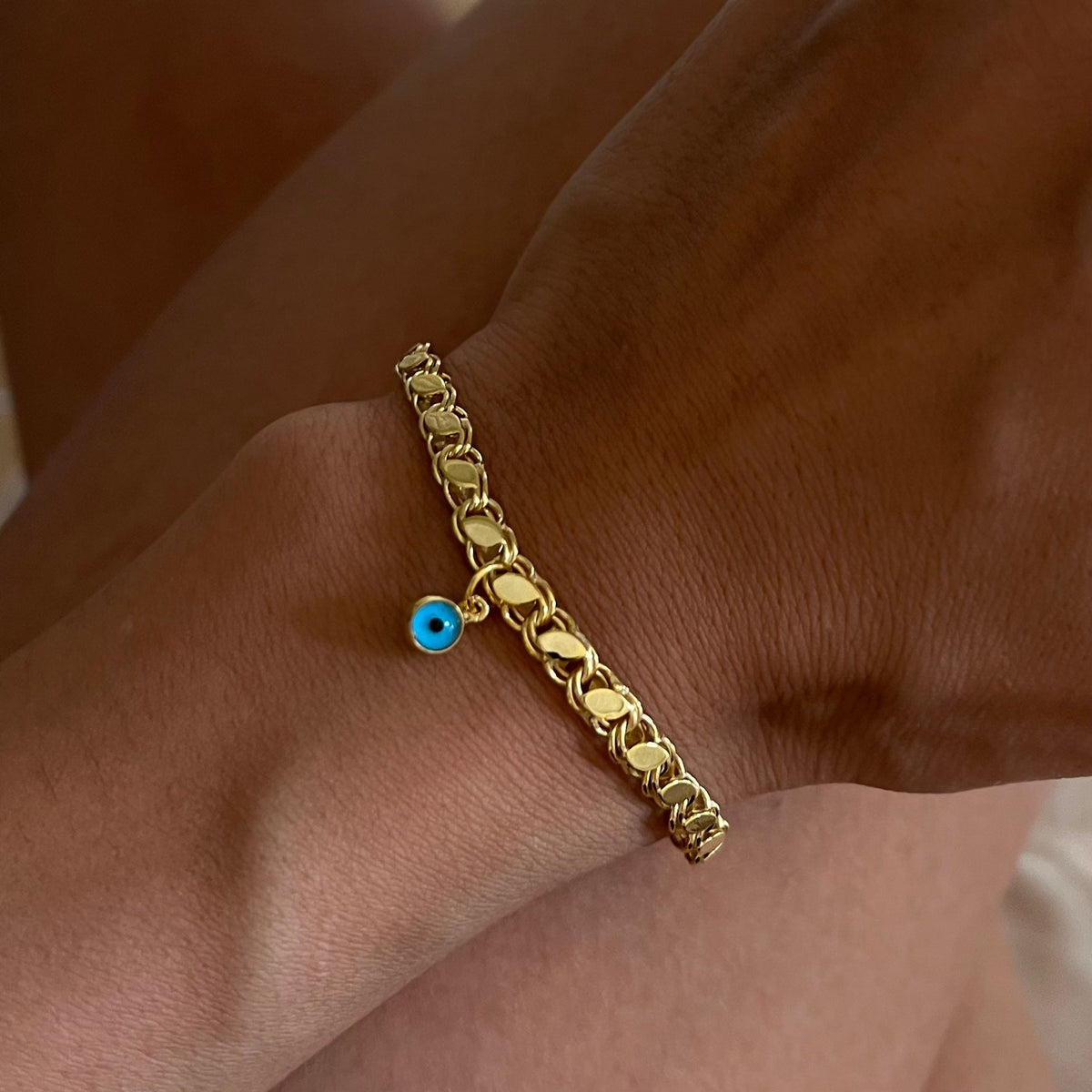 Göz Nazar Sallantılı Pullu Zincir Bileklik | 925 Ayar Gümüş – Jeweliay Jewelry – 4