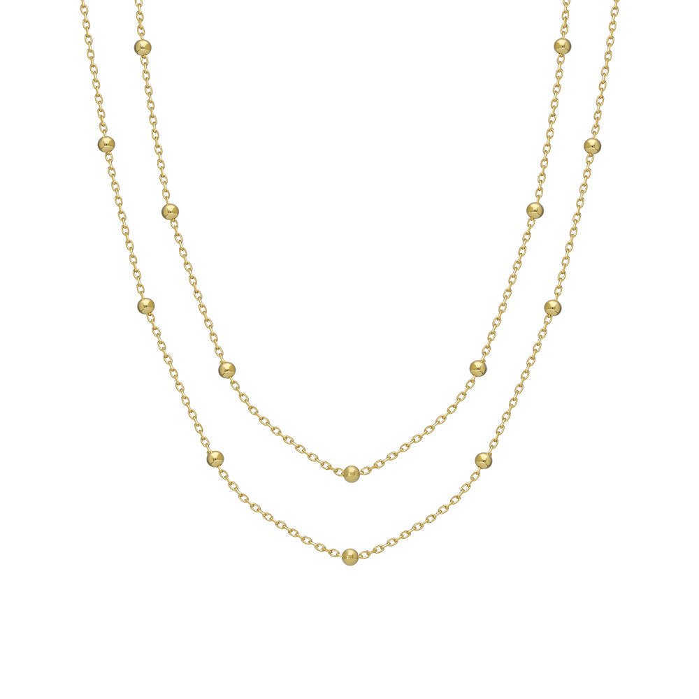 İkili Kombin Top Zincir Kolye | 925 Ayar Gümüş – Jeweliay Jewelry – 1 – Gold beyaz fon #RENK_gold