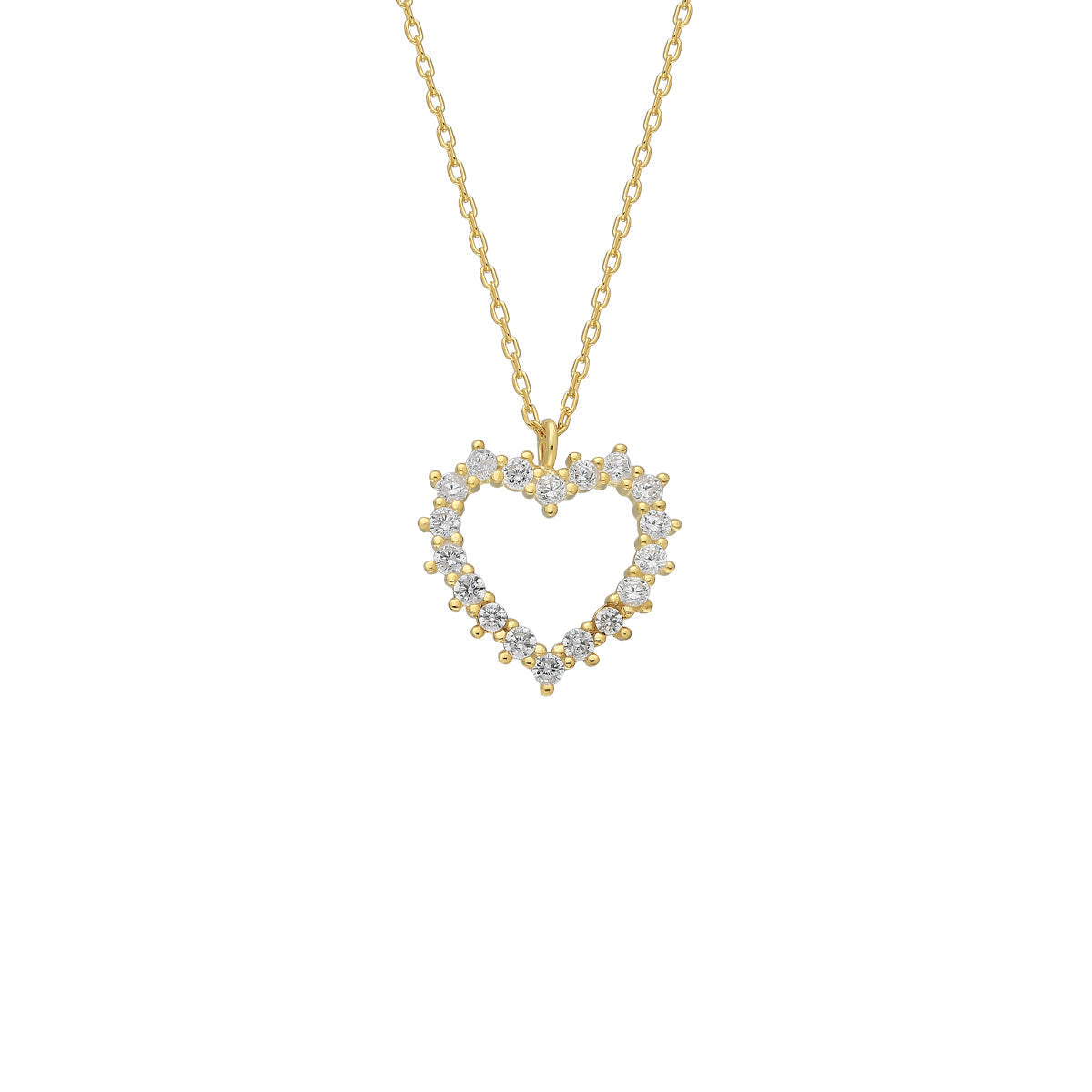 Işıltılı Zirkon Taşlı Kalp Kolye | 925 Ayar Gümüş – Jeweliay Jewelry – 1 – Gold beyaz fon #RENK_gold