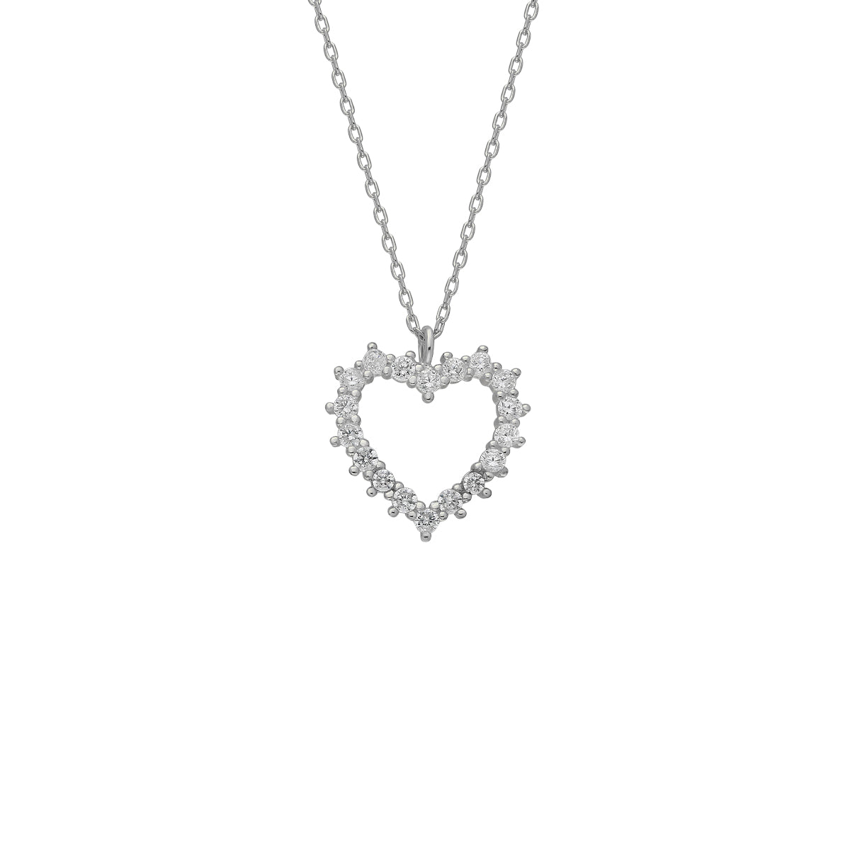 Işıltılı Zirkon Taşlı Kalp Kolye | 925 Ayar Gümüş – Jeweliay Jewelry – 2 – Silver beyaz fon #RENK_silver