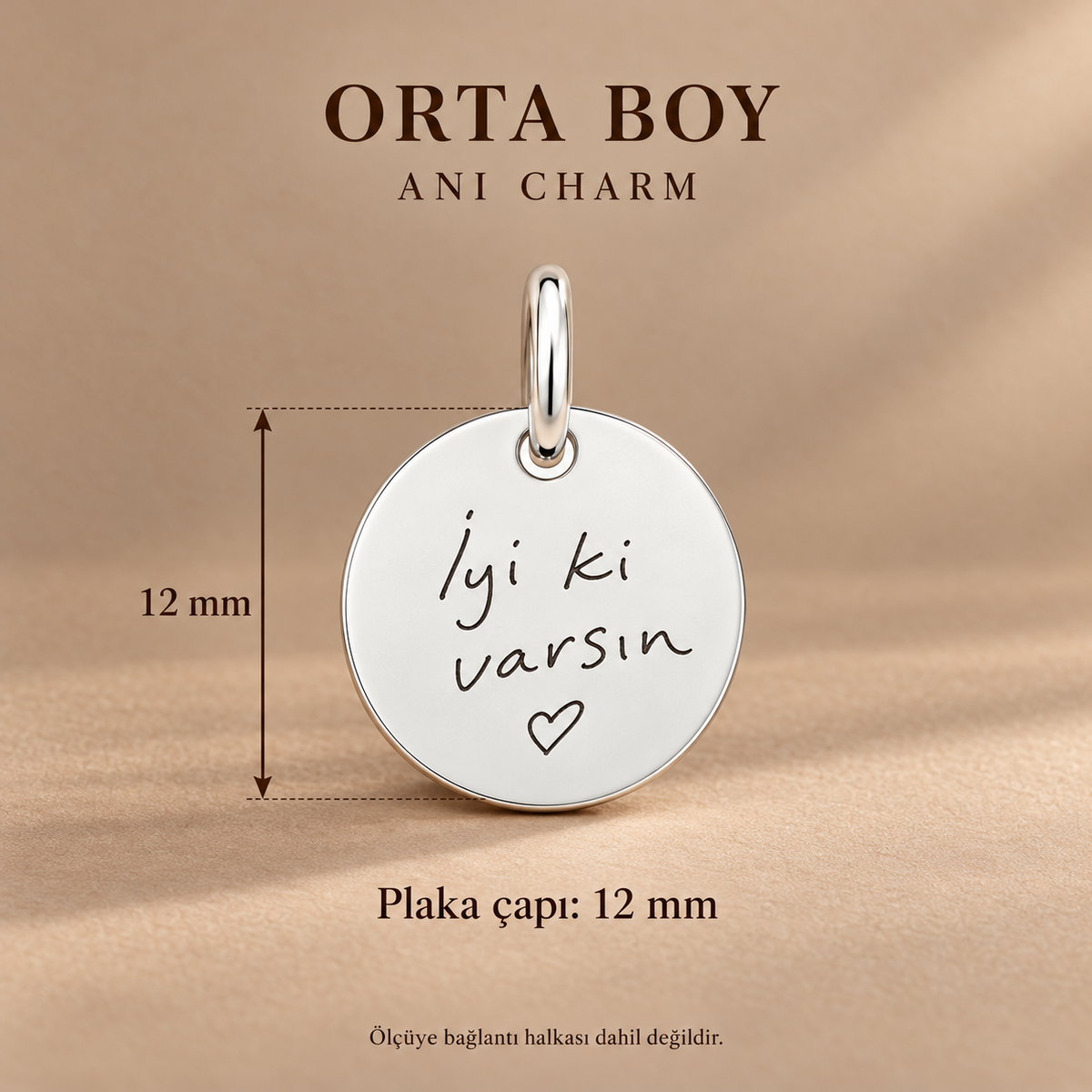 Anı Charm – orta boy – 12 mm plaka çapı – Jeweliay Jewelry