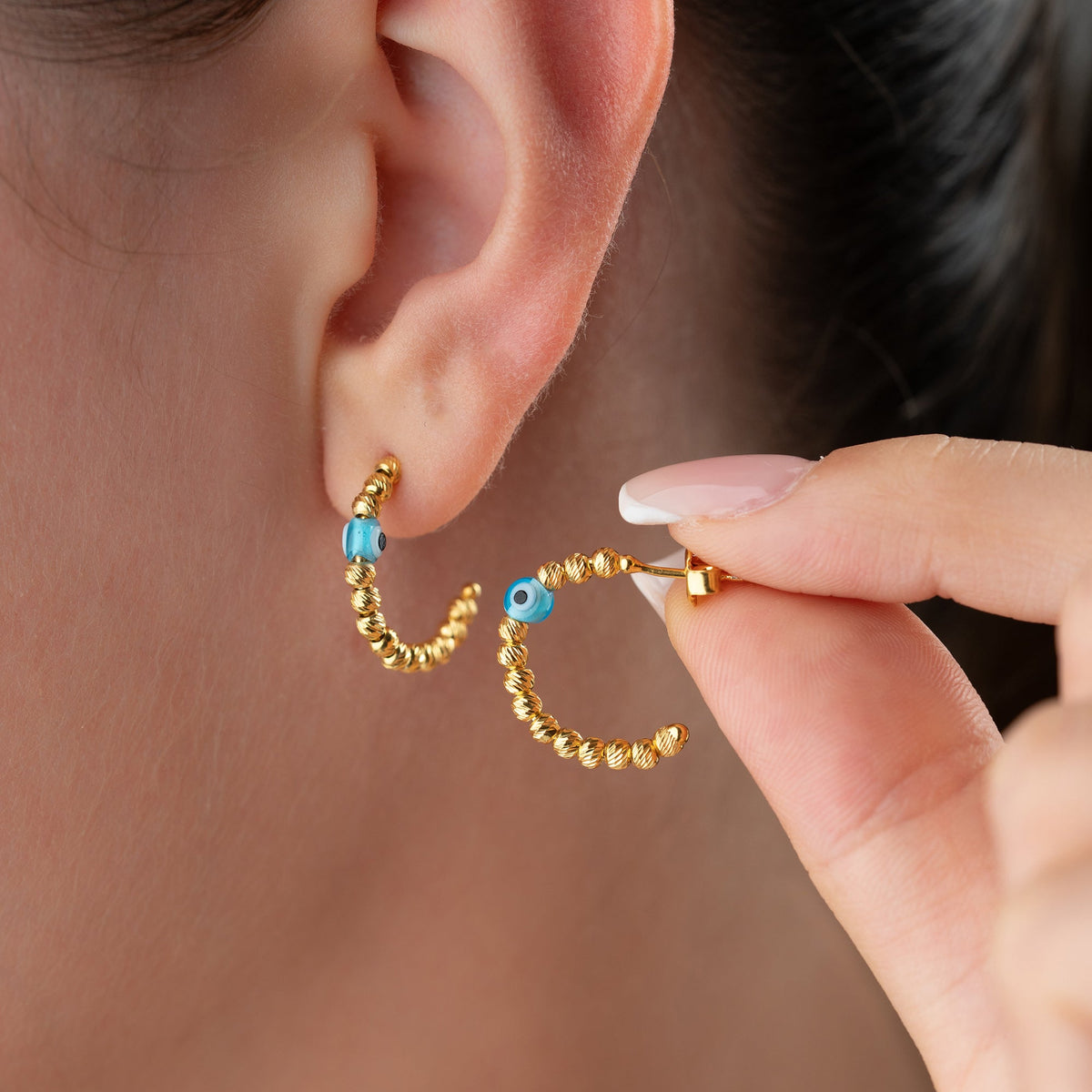 Kalemli Dorica Nazar Küpe | 925 Ayar Gümüş – Jeweliay Jewelry – 4
