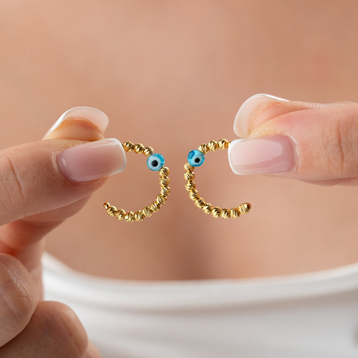Kalemli Dorica Nazar Küpe | 925 Ayar Gümüş – Jeweliay Jewelry – 8
