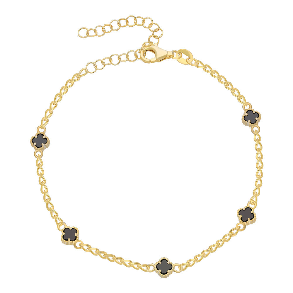 SİYAH OPAL TAŞLI YONCA GURME BİLEKLİK | 925 GÜMÜŞ