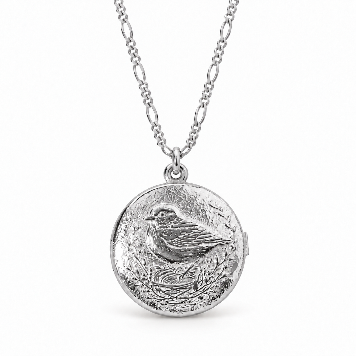 Kişiye Özel Antik Kuş Desenli Fotoğraflı Kapaklı Kolye | 925 Ayar Gümüş – Jeweliay Jewelry – 6 – Silver beyaz fon #RENK_silver