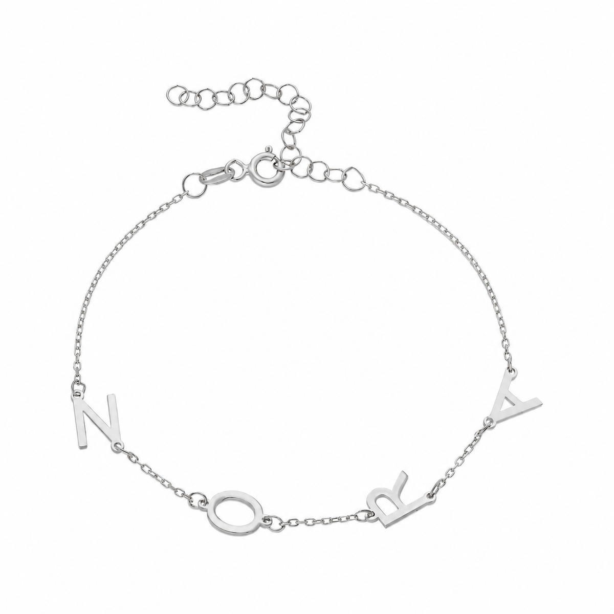 Kişiye Özel Aralıklı Harfli İsim Bileklik | 925 Ayar Gümüş – Jeweliay Jewelry – 2 – Silver beyaz fon #RENK_silver