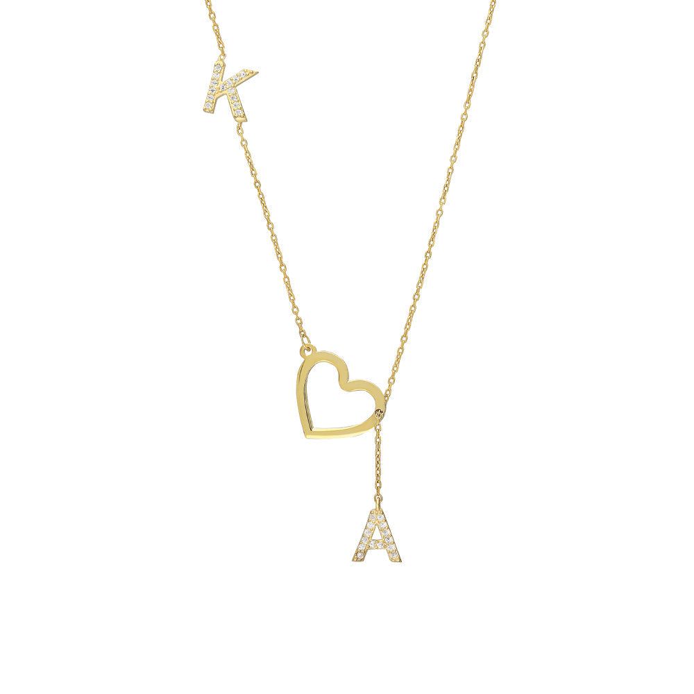 Kişiye Özel Çift Harf Asansör Kalp Kolye | 925 Ayar Gümüş – Jeweliay Jewelry – 1 – Gold beyaz fon #RENK_gold