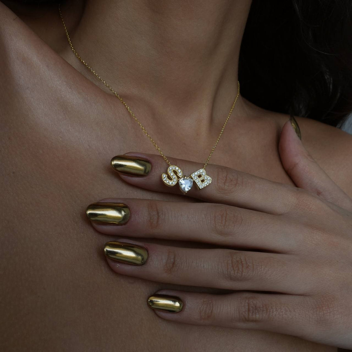 Kişiye Özel Çift Harfli Tek Taş Kalp Kolye | 925 Ayar Gümüş – Jeweliay Jewelry – 4