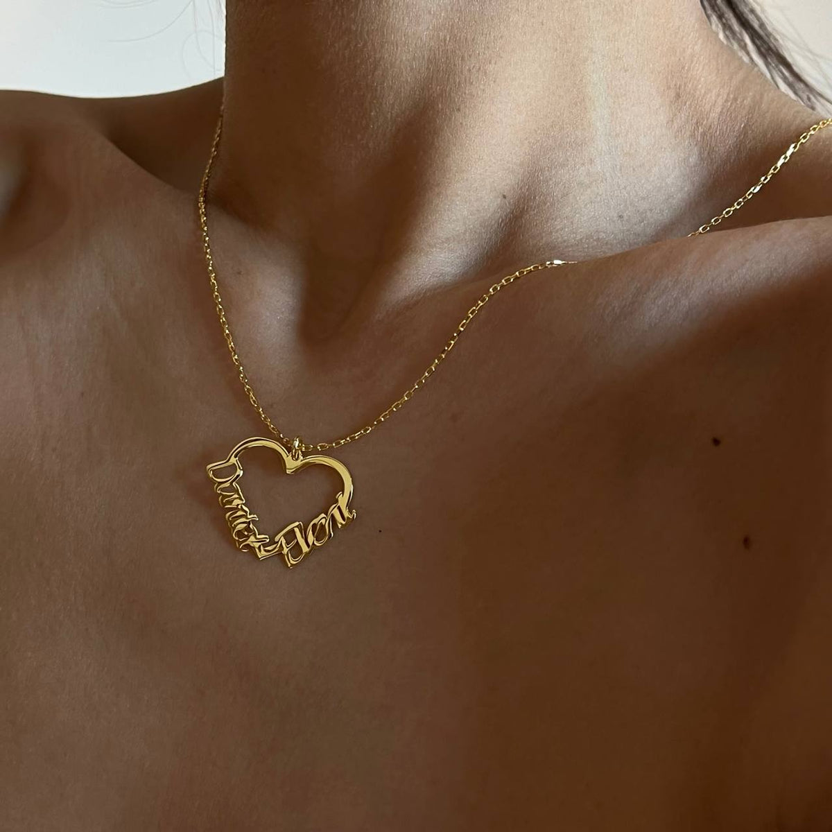 Kişiye Özel Çift İsim Yazılı Kalp Kolye | 925 Ayar Gümüş – Jeweliay Jewelry – 4