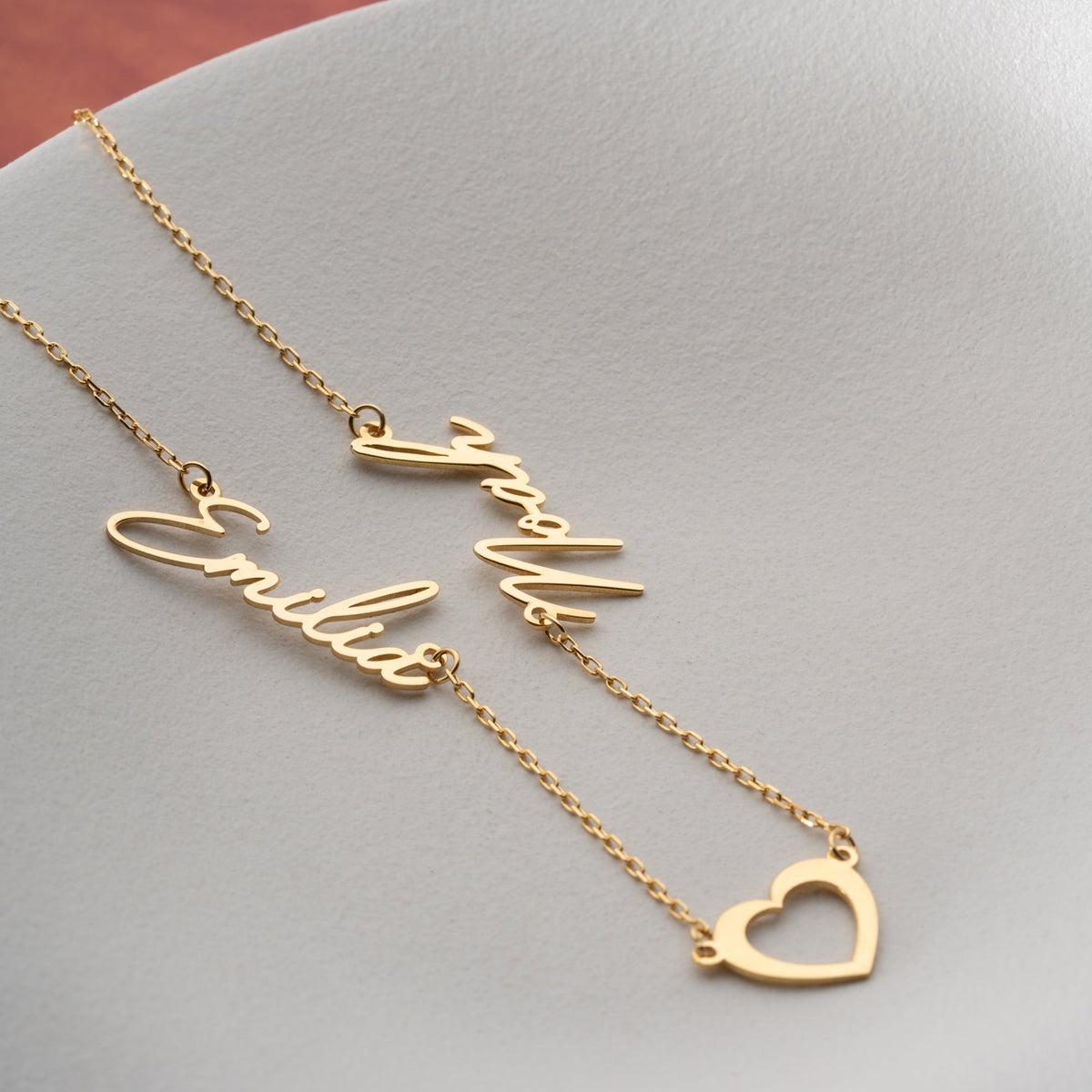 Kişiye Özel Çift İsim Yazılı Kalpli Kolye | 925 Ayar Gümüş – Jeweliay Jewelry – 6