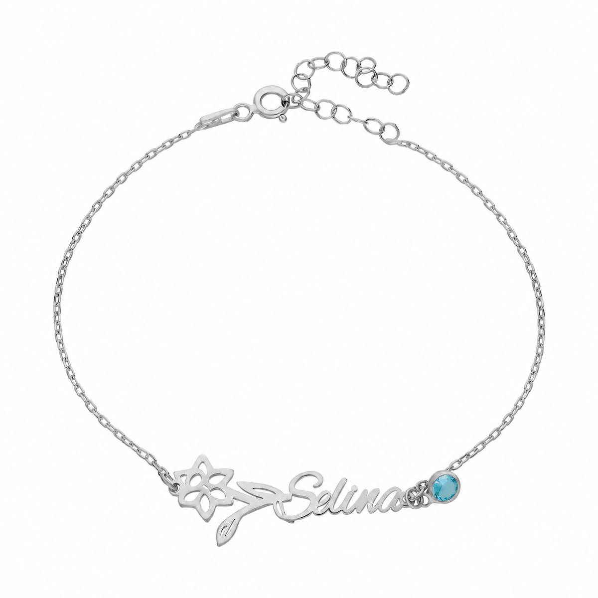 Kişiye Özel Doğum Çiçekli İsimli Bileklik | 925 Ayar Gümüş – Jeweliay Jewelry – 2 – Silver beyaz fon #RENK_silver