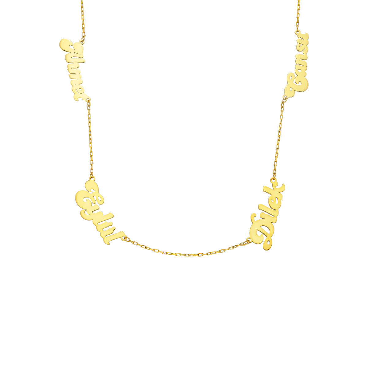 Kişiye Özel Dört İsimli Aile Kolye | 925 Ayar Gümüş – Jeweliay Jewelry – 1 – Gold beyaz fon #RENK_gold