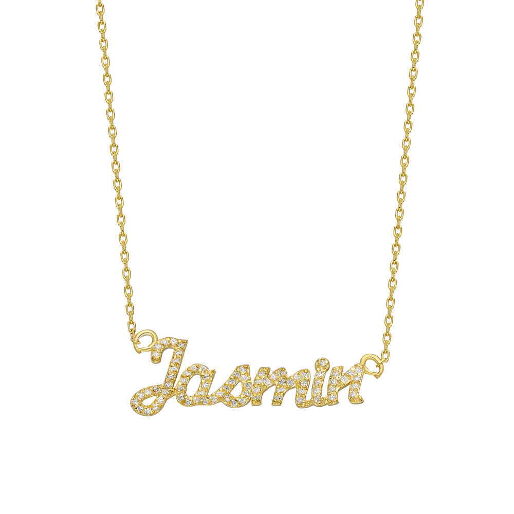 Kişiye Özel El Yazısı İsim Yazılı Zirkon Taşlı Kolye | 925 Ayar Gümüş – Jeweliay Jewelry – 6