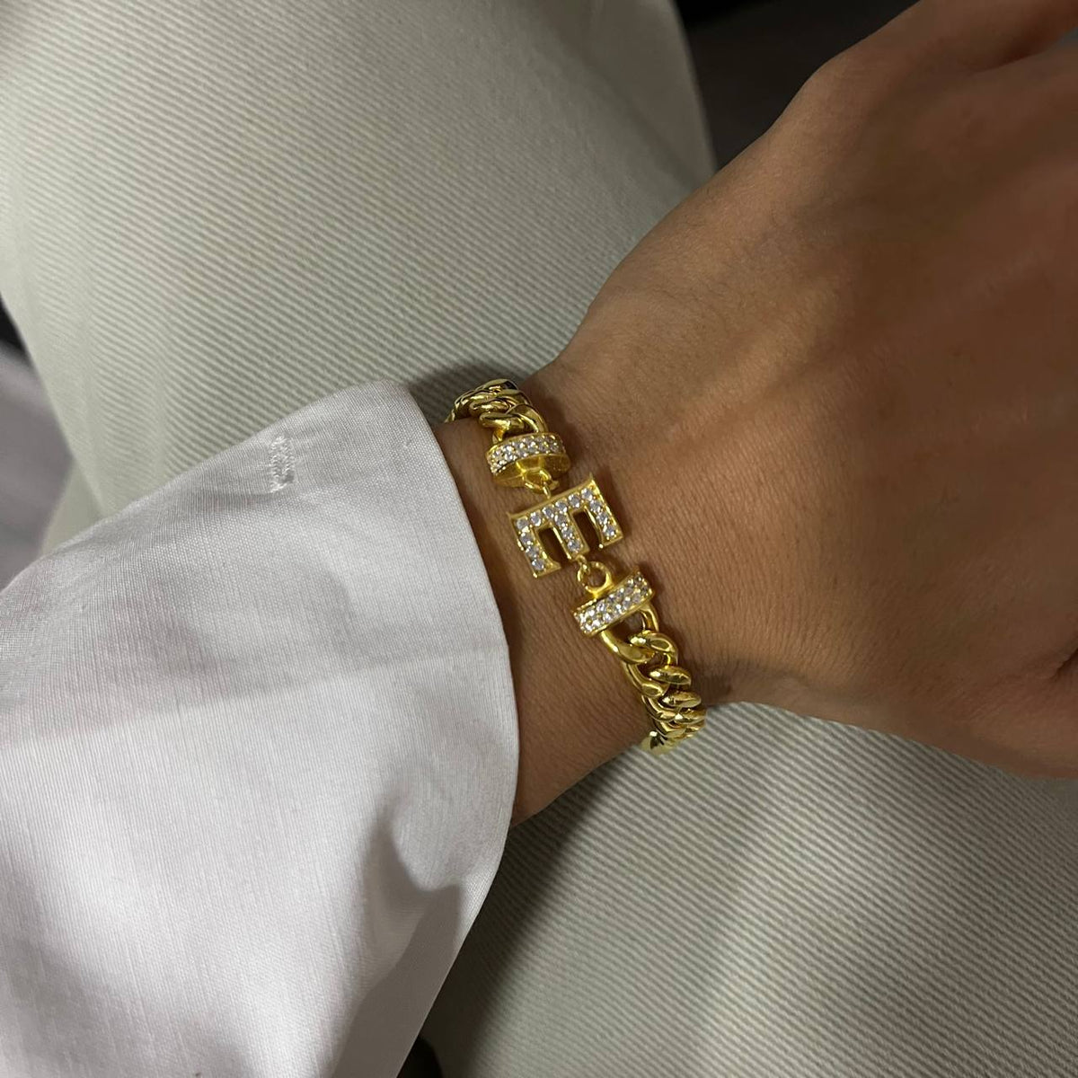 Kişiye Özel Hacimli Taşlı Harf Bileklik | 925 Ayar Gümüş – Jeweliay Jewelry – 5