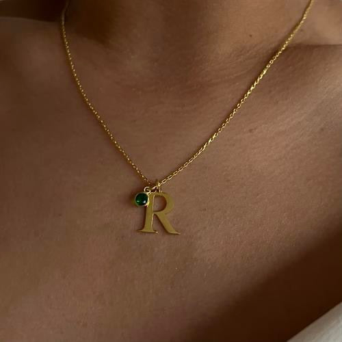 Kişiye Özel Harf Doğum Taşı Sallantılı Kolye | 925 Ayar Gümüş – Jeweliay Jewelry – 12
