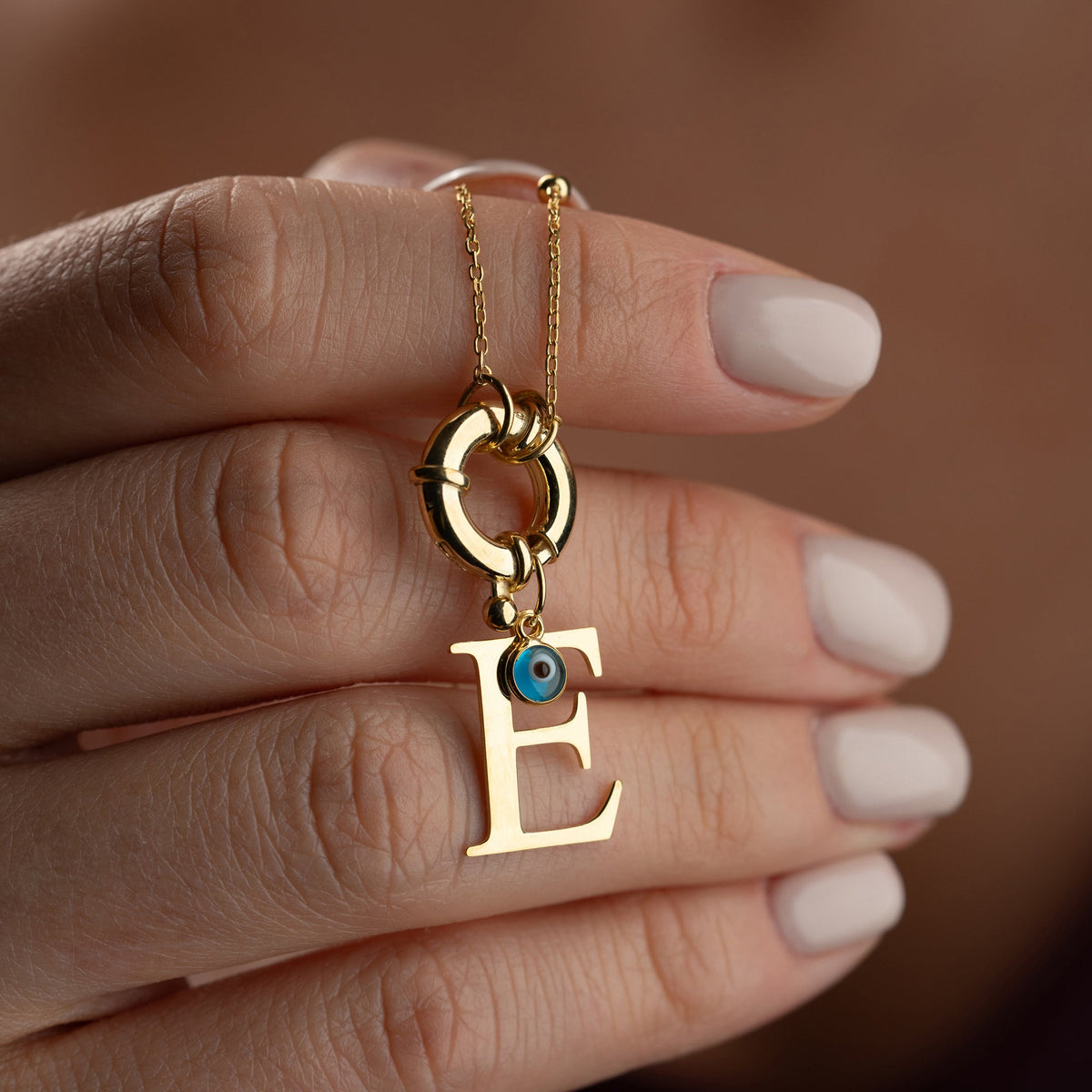 Kişiye Özel Harf Göz Nazar Sallantılı Gemici Top Zincir Kolye | 925 Ayar Gümüş – Jeweliay Jewelry – 4