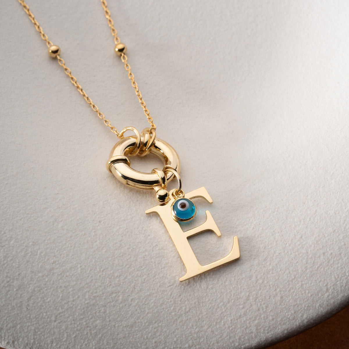 Kişiye Özel Harf Göz Nazar Sallantılı Gemici Top Zincir Kolye | 925 Ayar Gümüş – Jeweliay Jewelry – 5