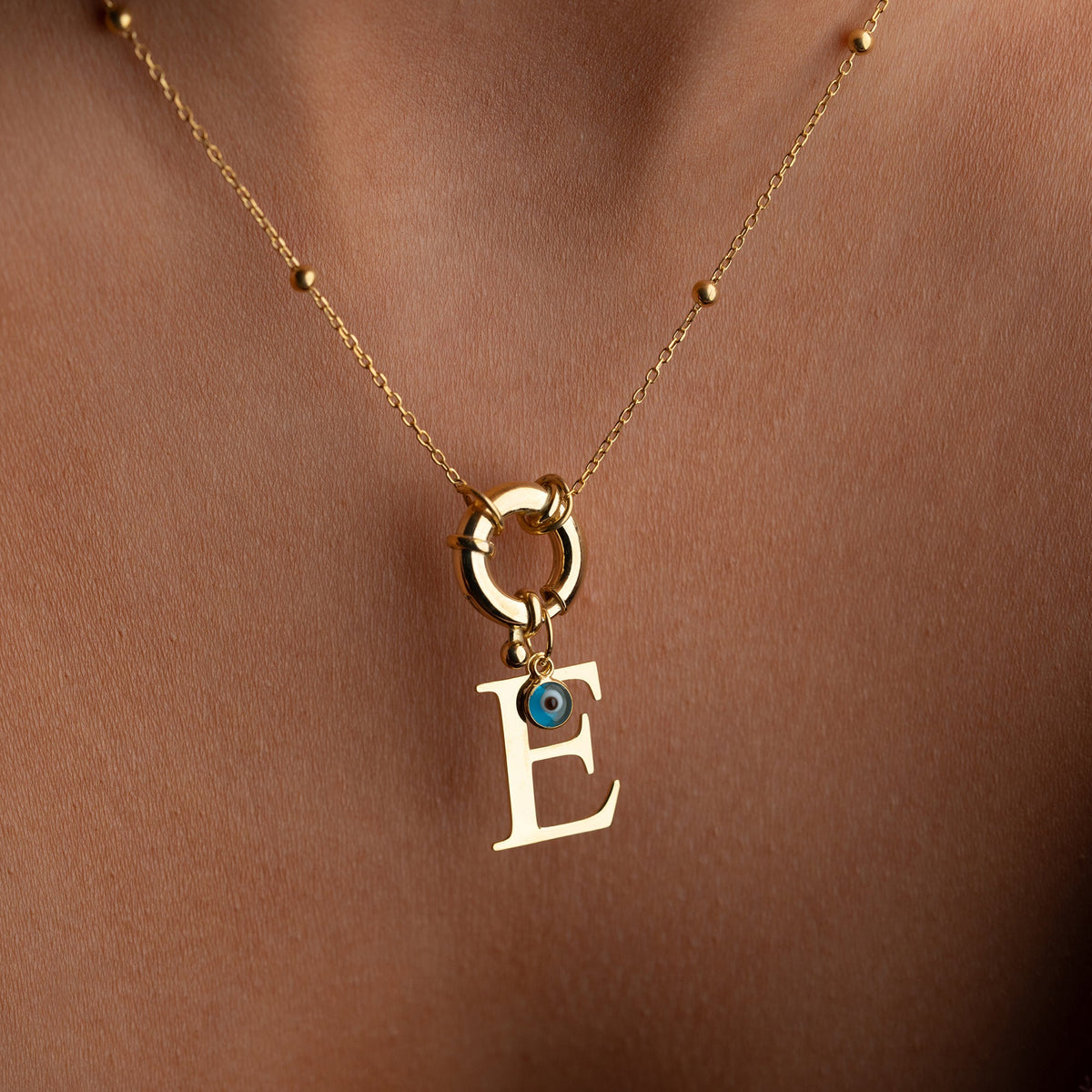Kişiye Özel Harf Göz Nazar Sallantılı Gemici Top Zincir Kolye | 925 Ayar Gümüş – Jeweliay Jewelry – 9