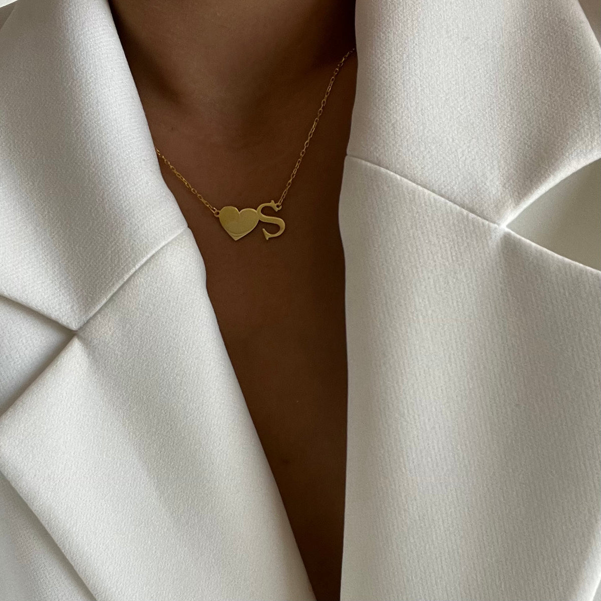 Kişiye Özel Harf Kalp Birleşik Kolye | 925 Ayar Gümüş – Jeweliay Jewelry – 4