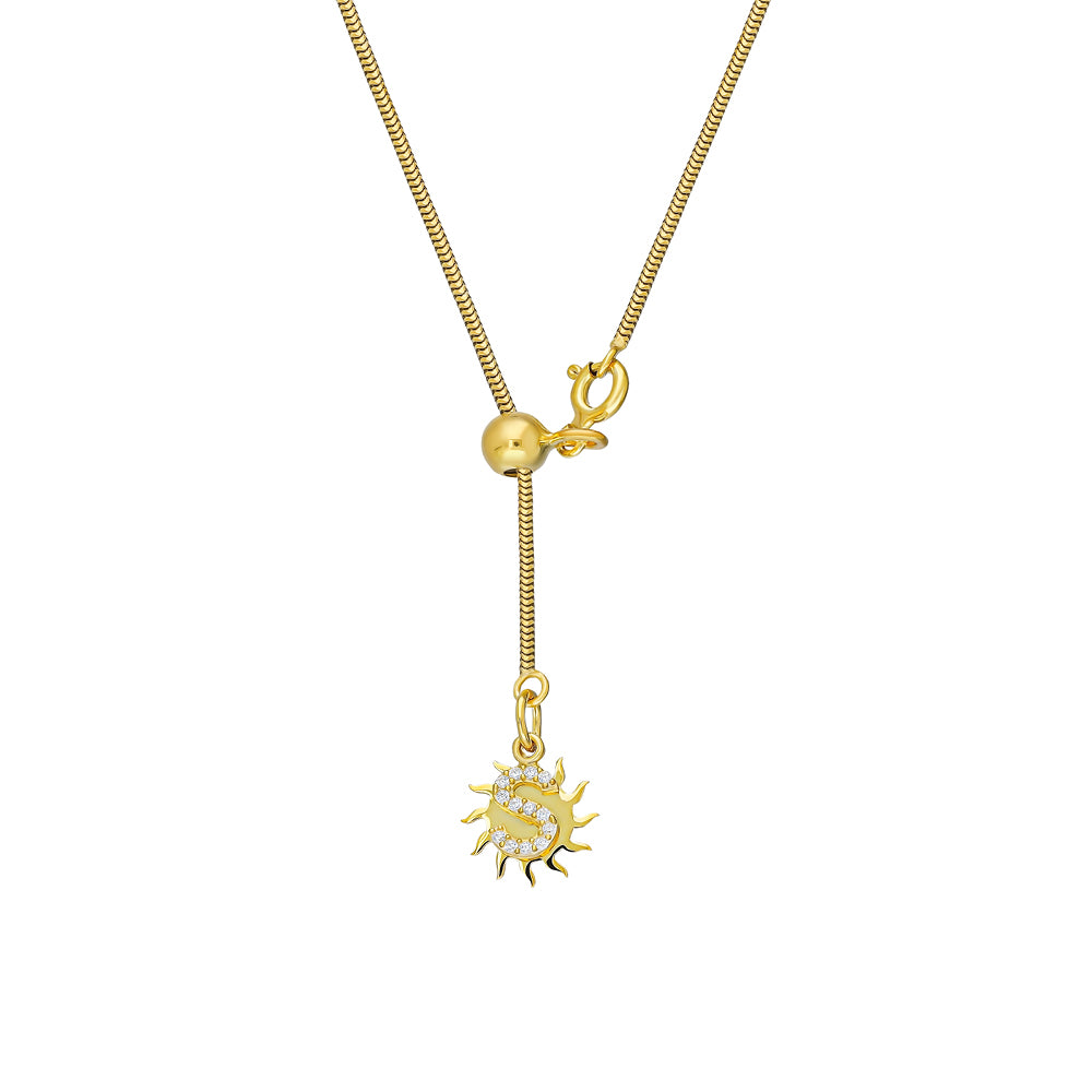Kişiye Özel Harf Sallantılı Kalpli Asansör Yılan Zincir Kolye | 925 Ayar Gümüş – Jeweliay Jewelry – 4 – Gold – Güneş beyaz fon #RENK_gold