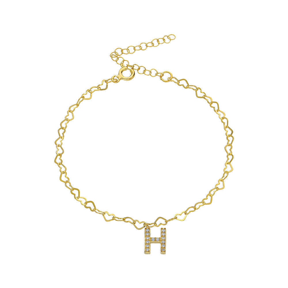 Kişiye Özel Harf Sallantılı Kalpli Bileklik | 925 Ayar Gümüş – Jeweliay Jewelry – 1 – Gold beyaz fon #RENK_gold