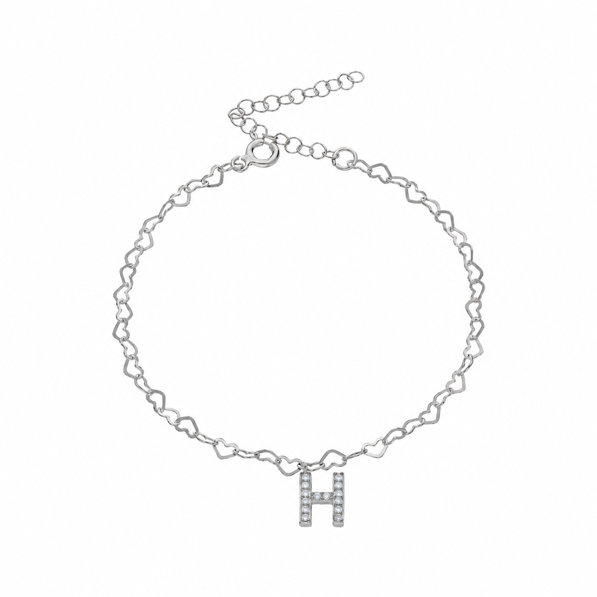 Kişiye Özel Harf Sallantılı Kalpli Bileklik | 925 Ayar Gümüş – Jeweliay Jewelry – 2 – Silver beyaz fon #RENK_silver