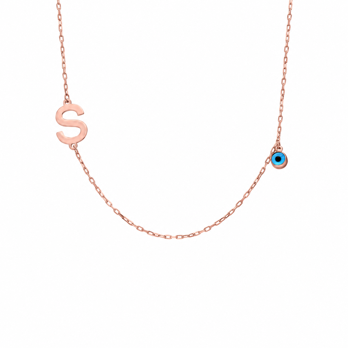 Kişiye Özel Harfli Köprücük Göz Nazar Kolye | 925 Ayar Gümüş – Jeweliay Jewelry – 3 – Rose beyaz fon #RENK_rose