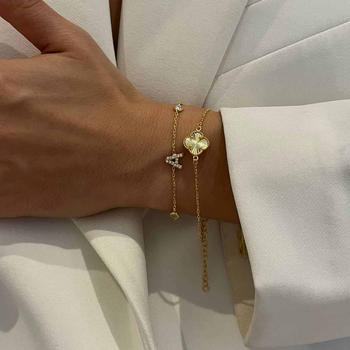 Kişiye Özel Harfli Kapama Taşlı Bileklik | 925 Ayar Gümüş – Jeweliay Jewelry – 5