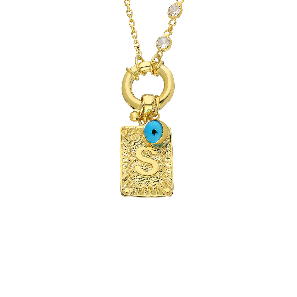 Kişiye Özel Harfli Kapama Taşlı Zincir Kolye | 925 Ayar Gümüş – Jeweliay Jewelry – 1 – Gold beyaz fon #RENK_gold