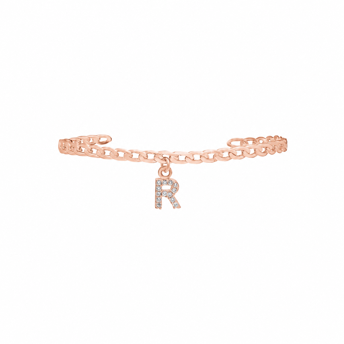 Kişiye Özel Harfli Zirkon Taşlı Kelepçe Bileklik | 925 Ayar Gümüş – Jeweliay Jewelry – 3 – Rose beyaz fon #RENK_rose