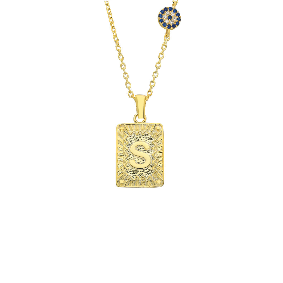 Kişiye Özel Harfli Zirkon Taşlı Nazar Kolye | 925 Ayar Gümüş – Jeweliay Jewelry – 1 – Gold beyaz fon #RENK_gold