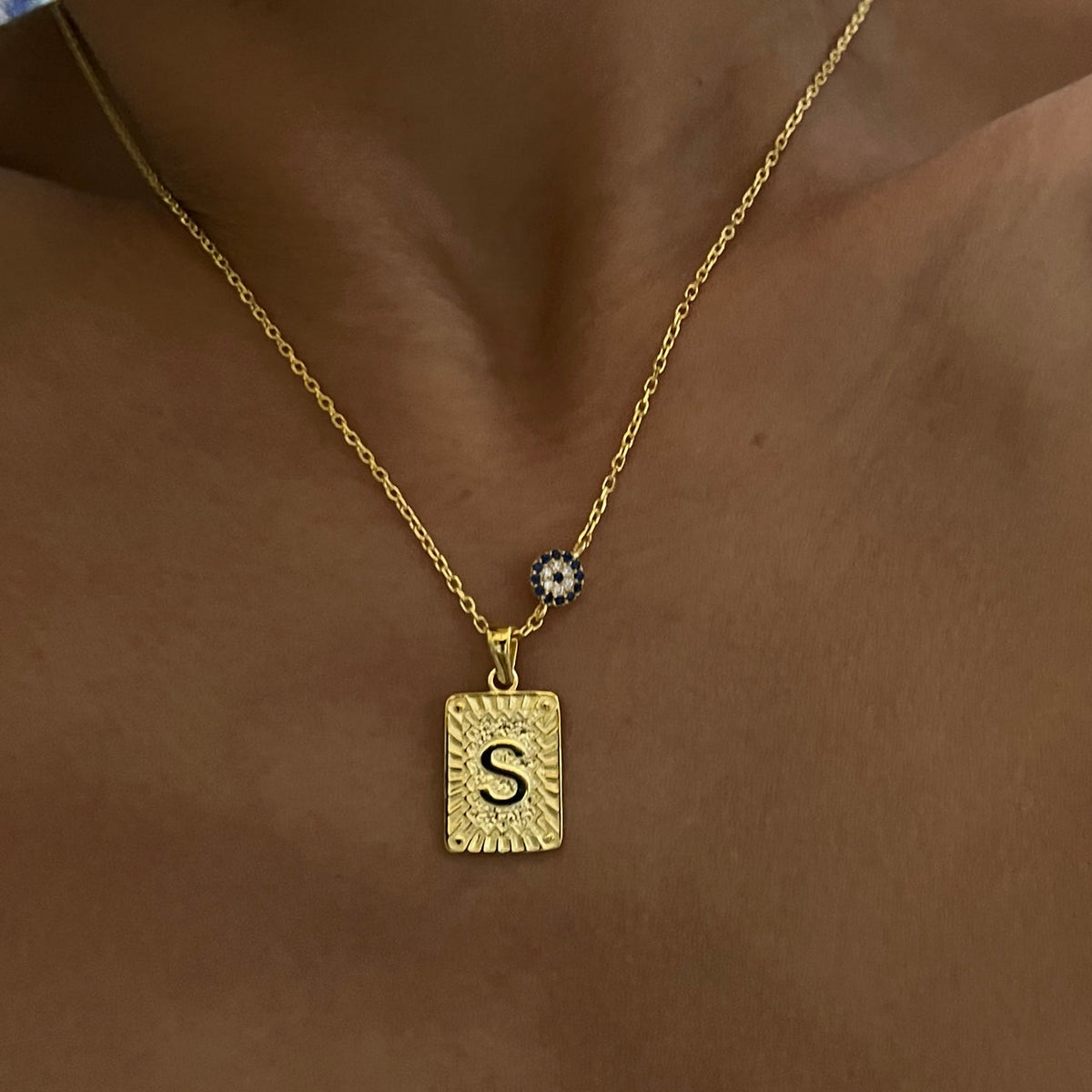 Kişiye Özel Harfli Zirkon Taşlı Nazar Kolye | 925 Ayar Gümüş – Jeweliay Jewelry – 4