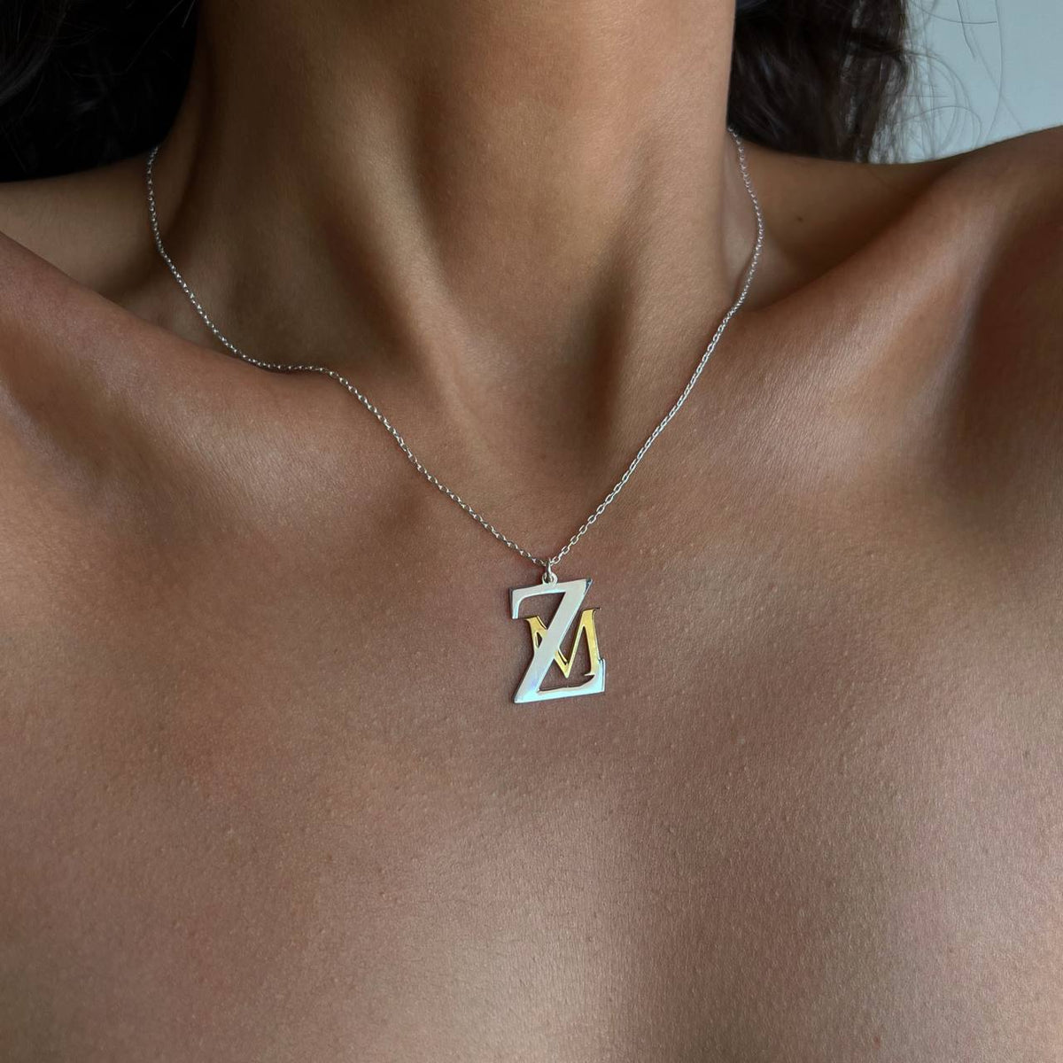 Kişiye Özel İç İçe Harf Çift Renk Kolye | 925 Ayar Gümüş – Jeweliay Jewelry – 4
