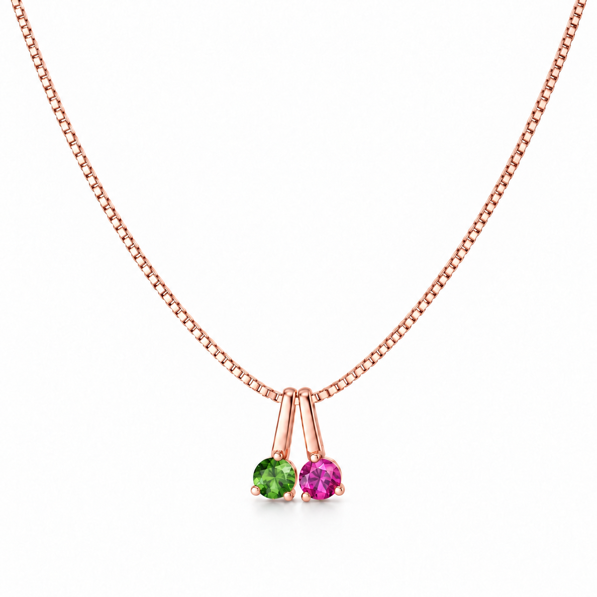 Kişiye Özel İki Doğum Ayı Taşlı Kolye | 925 Ayar Gümüş – Jeweliay Jewelry – 6 – Rose beyaz fon #RENK_rose